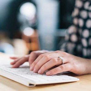 Applicant typing on keyboard